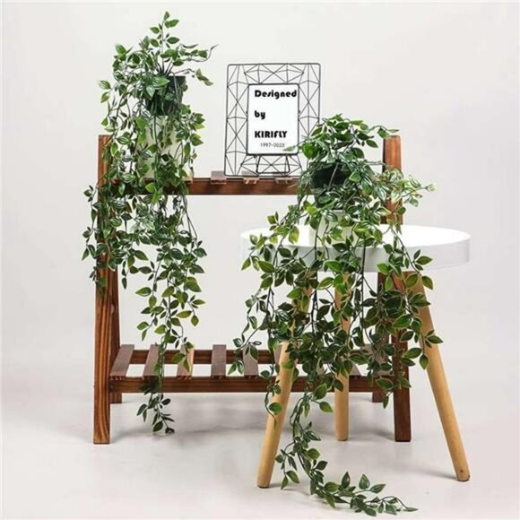 Set of 3 artificial hanging plants faux eucalyptus greenery indoor home decor - Picture 5 of 7